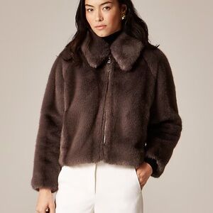 NWT, J. Crew Women's Faux Fur Jacket, Espresso, Medium SOLD OUT $348